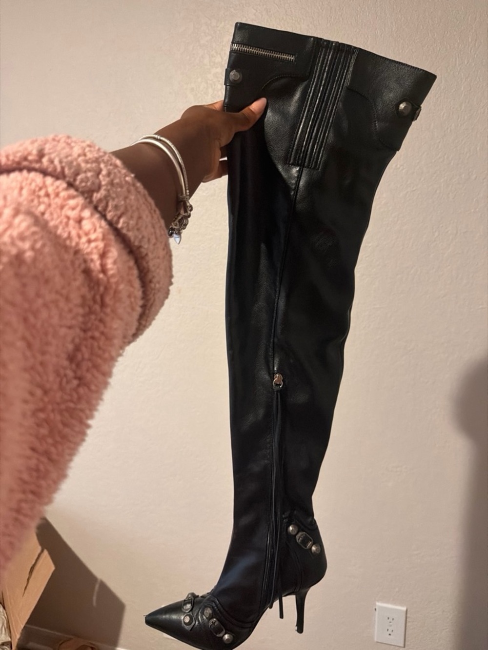 Fashion Nova Black Over-The-Knee Pointed Stiletto Boots
